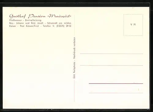 AK Schwendt am wilden Kaiser, Gasthof & Pension Mairwirt