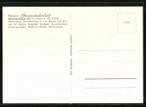 AK Westendorf, Hotel Brixentalerhof, Ortsansicht