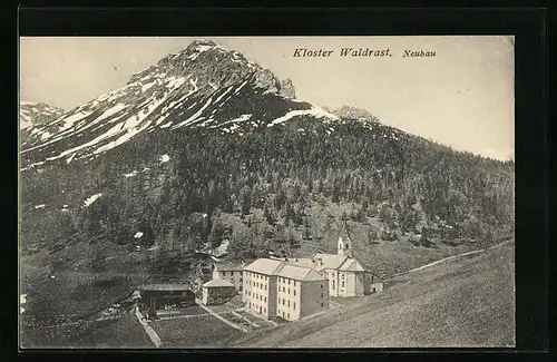 AK Matrei, Kloster Waldrast mit Bergpanorama