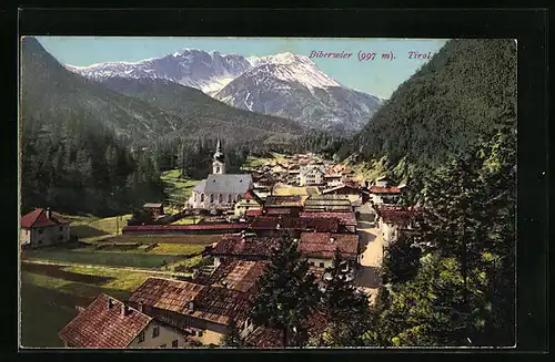 AK Biberwier, Ortsansicht mit Kirche