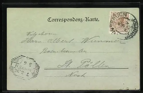 Mondschein-AK Innsbruck, Totalansicht mit Bergpanorama