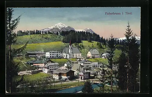 AK Fieberbrunn, Totalansicht mit Kirche