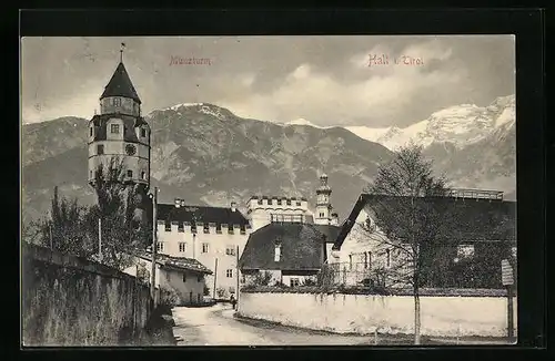 AK Hall, Ortsansicht mit Münzturm