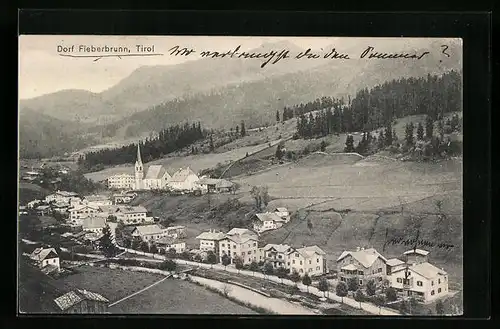 AK Fieberbrunn, Ortsansicht aus der Vogelschau