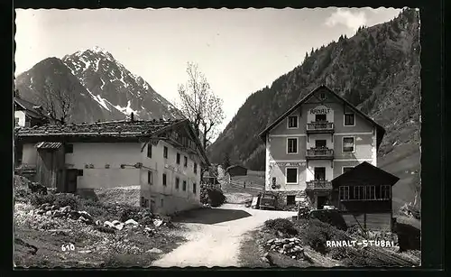 AK Ranalt /Stubai, Ortspartie mit Gasthof Ranalt