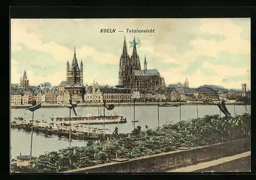 AK Köln, Totalansicht mit Dom