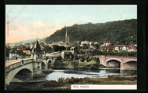 AK Bad Kösen, Teilansicht mit Kirche und Brücke