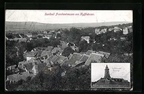 AK Frankenhausen am Kyffhäuser, Teilansicht, Kyffhäuser-Denkmal