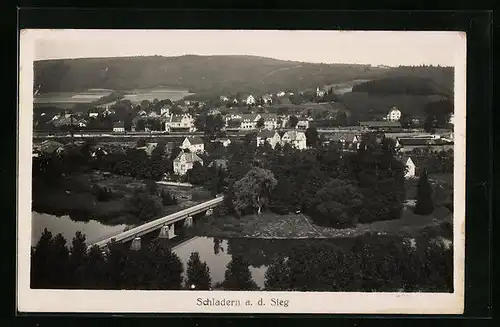 AK Schladern a. d. Sieg, Teilansicht mit Brücke