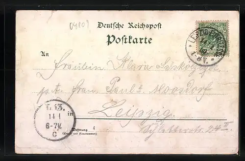 Lithographie Leipzig, Etablissement Sanssouci, Garten und Saal