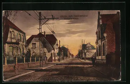 Künstler-AK Oggersheim, Speyerstrasse mit Passanten