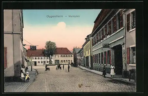 AK Oggersheim, Marktplatz mit Restauration Peter Hoffmann