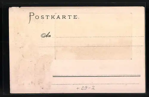 Passepartout-Lithographie Stuttgart, Totalansicht mit Reiterin