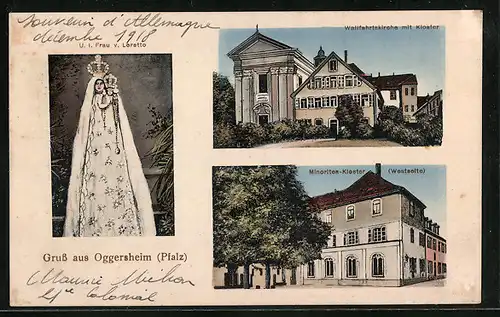AK Oggersheim /Pfalz, Wallfahrtskirche mit Kloster, Minoriten-Kloster