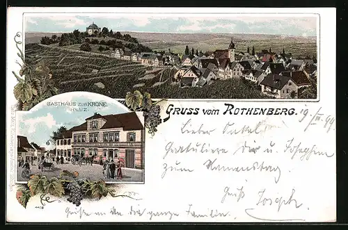 Lithographie Rothenberg, Gasthaus zur Krone, Teilansicht