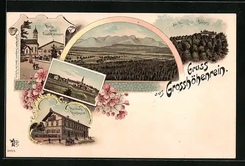 Lithographie Grosshöhenrain, Gasthof Franz Katzmeier und Kirche, Handlung, Schloss