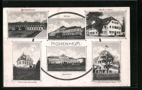 AK Hohenheim, Gasthaus zur Garbe, Speisemeisterei, Württembergia-Haus