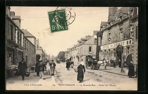 AK Pontorson, La Grande-Rue, Hotel de l`Ouest