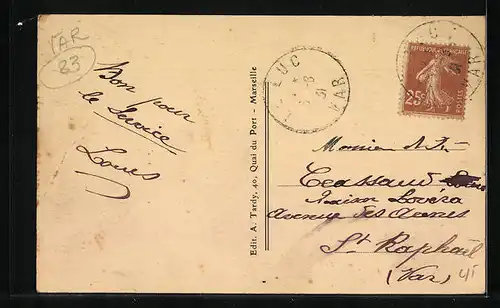 AK Le Luc, Place Blanqui, L'Eglise et le Monument aux Morts