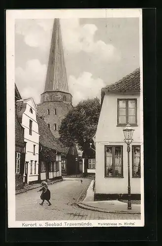 AK Travemünde, Die Marktstrasse mit Kirche