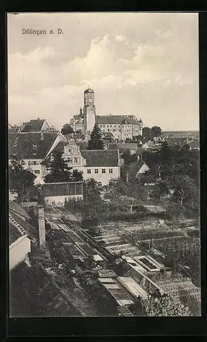 AK Dillingen a. D., Ortspartie aus der Vogelschau