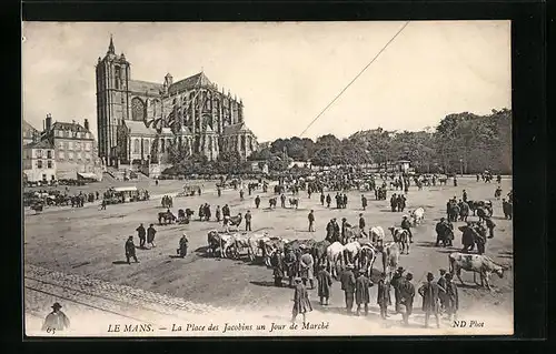 AK Le Mans, La Place des Jacobins un Jour de Marché