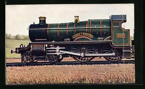 Künstler-AK Lokomotive der Englischen Eisenbahn Nr. 3821 County & Bedford