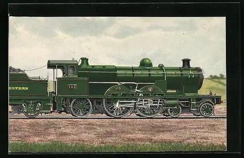 Künstler-AK Lokomotive der Englischen Eisenbahn Nr. 103 der G.W.R.