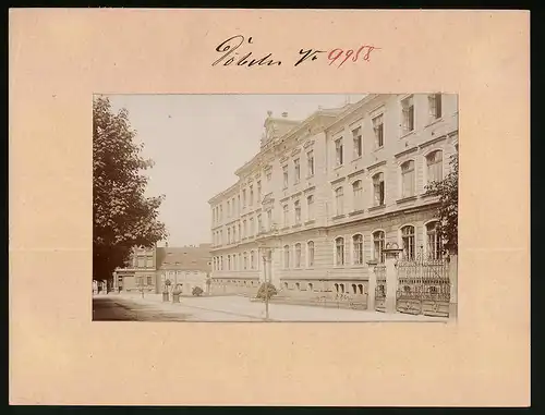 Fotografie Brück & Sohn Meissen, Ansicht Döbeln, Partie an der 1. Bürgerschule am Körnerplatz, Geschäft August Münch