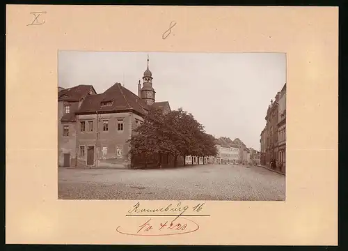 Fotografie Brück & Sohn Meissen, Ansicht Ronneburg, Blick auf den unteren Markt mit dem Rathaus