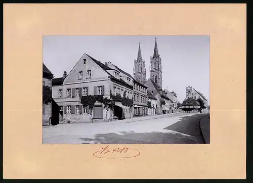 Fotografie Brück & Sohn Meissen, Ansicht Oschatz, Altoschatzerstrasse / Frohngasse, Schirmgeschäft, Handlung Hellmich