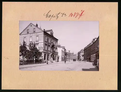 Fotografie Brück & Sohn Meissen, Ansicht Copitz a. Elbe, Hauptstrasse, Schuhmacher Karl Adler, Gasthaus Reichskeller
