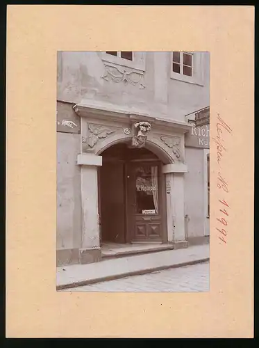 Fotografie Brück & Sohn Meissen, Ansicht Meissen i. Sa., Portal Burgstasse 8 (Athene-Kopf), Pelzhandlung Hempel
