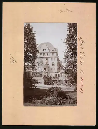 Fotografie Brück & Sohn Meissen, Ansicht Bad Elster, Blick auf das Palast-Hotel Wettiner Hof aus den Anlagen