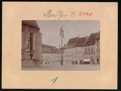 Fotografie Brück & Sohn Meissen, Ansicht Bautzen, Fleischmarkt mit Geschäften Emil Schäfer, Franz Wölfle, Chr. Holtsch