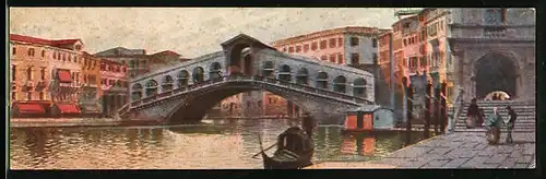 Künstler-Mini-AK Venezia, Ponte Rialto