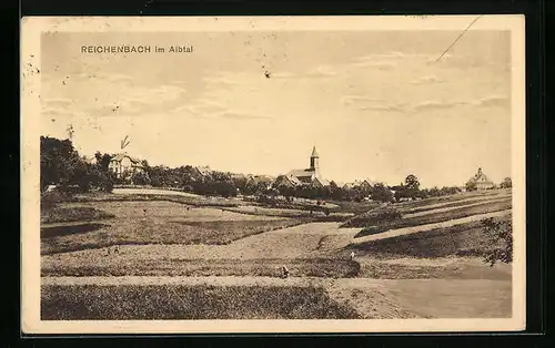 AK Reichenbach /Albtal, Ortspartie mit Kirche