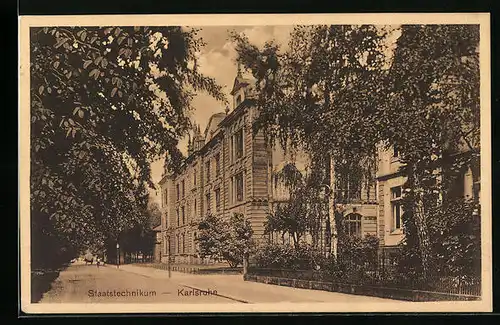 AK Karlsruhe, Strassenpartie mit dem Staatstechnikum