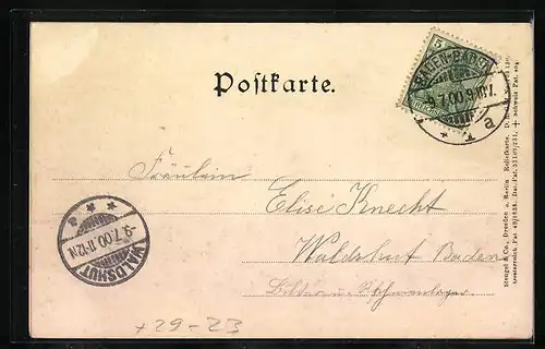 Relief-AK Baden-Baden, Ortspartie aus der Vogelschau