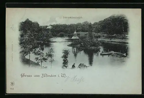 AK Minden i. W., Partie am Schwanenteich