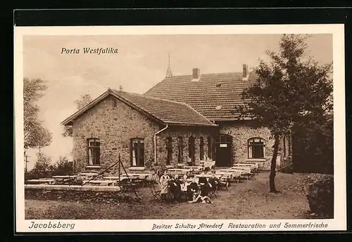 AK Porta Westfalica, Gasthaus Jacobsberg, Bes. Schultze Attendorf