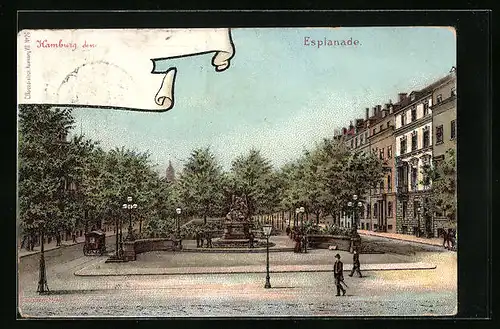 AK Hamburg-Neustadt, Esplanade mit Denkmal