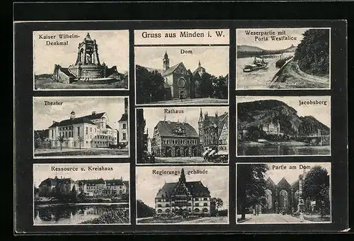 AK Minden i. W., Theater, Jacobsberg, Ressource und Kreishaus