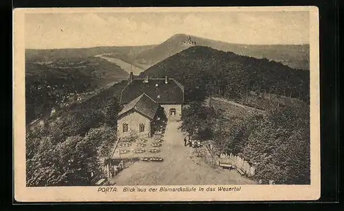 AK Porta-Westfalica, Blick aus der Bismarcksäule in das Wesertal