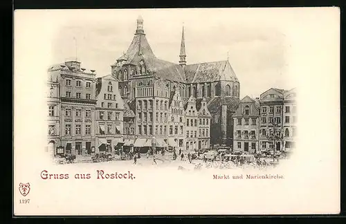 AK Rostock, Markt und Marienkirche