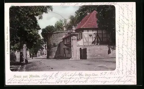 AK Hann. Münden, Strassenblick an der Rotunde, Oberes Tor