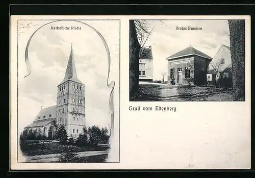 AK Elten, Katholische Kirche, Drusus Brunnen