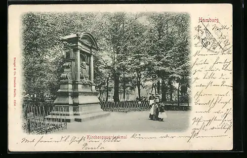 AK Hamburg-St.Georg, Kirchenpauerdenkmal mit Passantinnen
