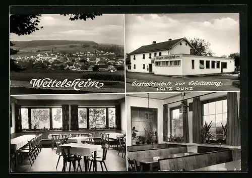 AK Wettelsheim, Gasthaus zur Erheiterung von Fritz Dunz, Ortsansicht