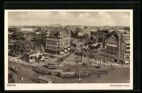 AK Berlin, Strassenbahnen am Potsdamer Platz